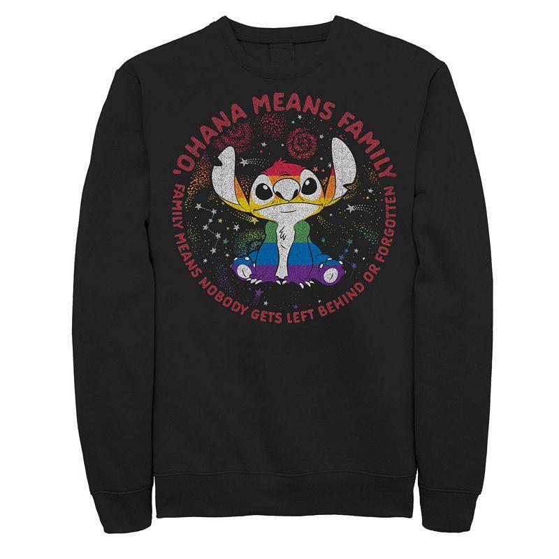 Disneys Lilo & Stitch Big & Tall Ohana Pride Circle Fleece Sweatshirt, Mens, Size: XXL Tall, Black Product Image