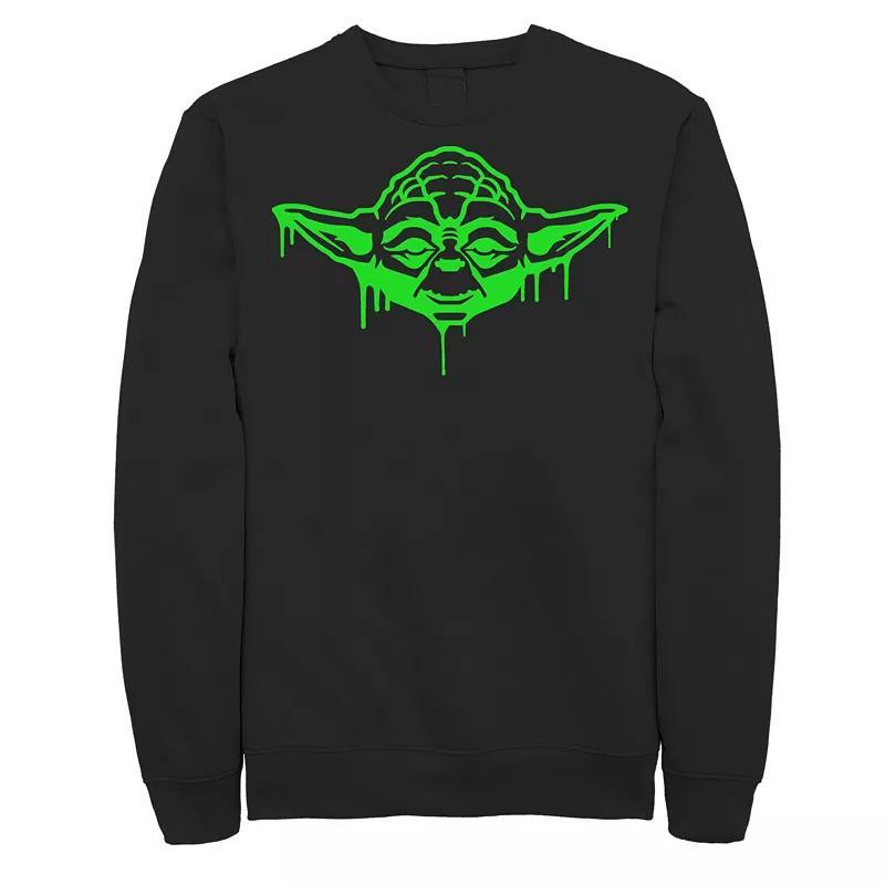 Mens Star Wars Yoda Neon Tonal Green Oozing Face Drip Fleece Product Image