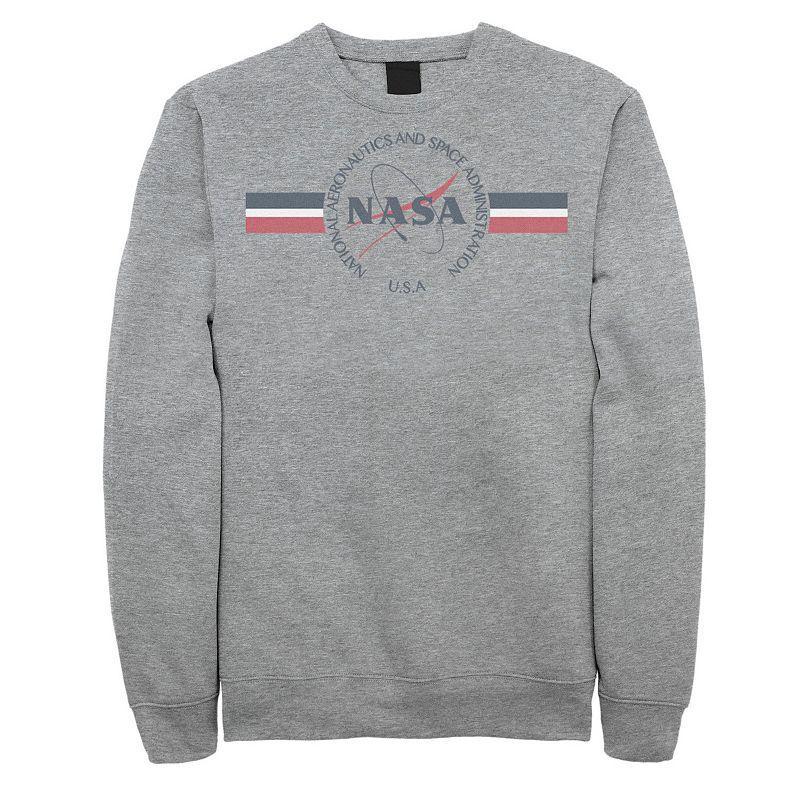 Mens NASA Red White And Blue Banner Logo Sweatshirt Athletic Grey Product Image