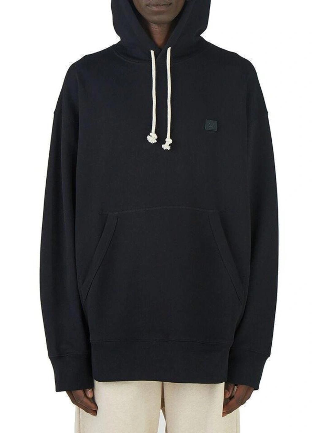 ACNE STUDIOS Mens Black Fennis Branded Cotton-jersey Hoody M Product Image