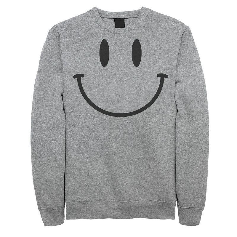 Mens Smiley Face Line Art Fleece Athletic Grey Product Image