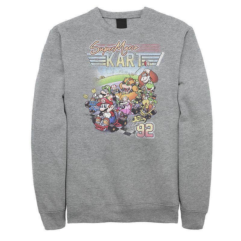 Big & Tall Nintendo Super Mario Kart Distressed Poster Fleece Sweatshirt, Mens Athletic Grey Product Image