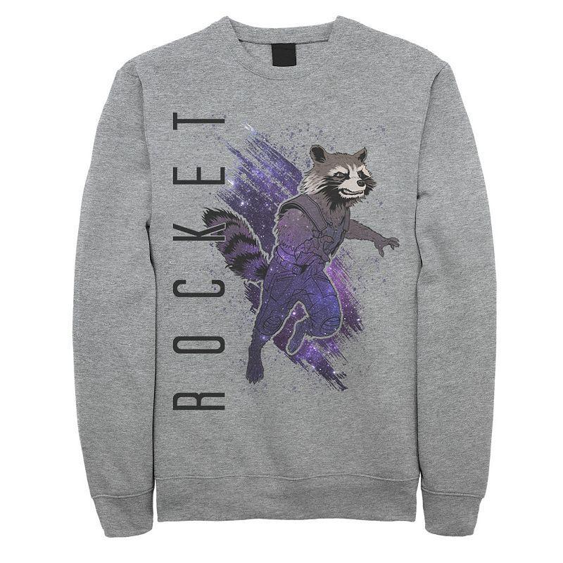 Mens Marvel Avengers Endgame Rocket Painted Galaxy Graphic Fleece Pullover Med Grey Product Image