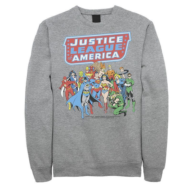 Mens DC Comics Justice League Of America Group Shot Sweatshirt Athletic Grey Product Image