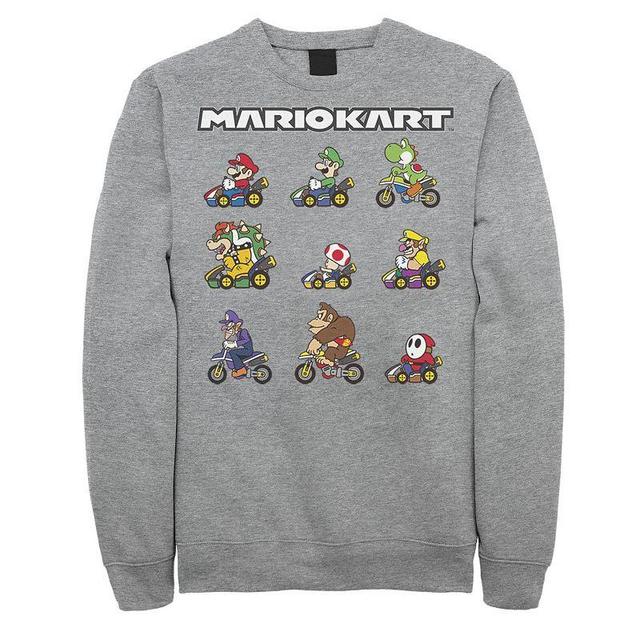 Big & Tall Mario Kart Pixelated Character Grid Fleece Sweatshirt, Mens Athletic Grey Product Image