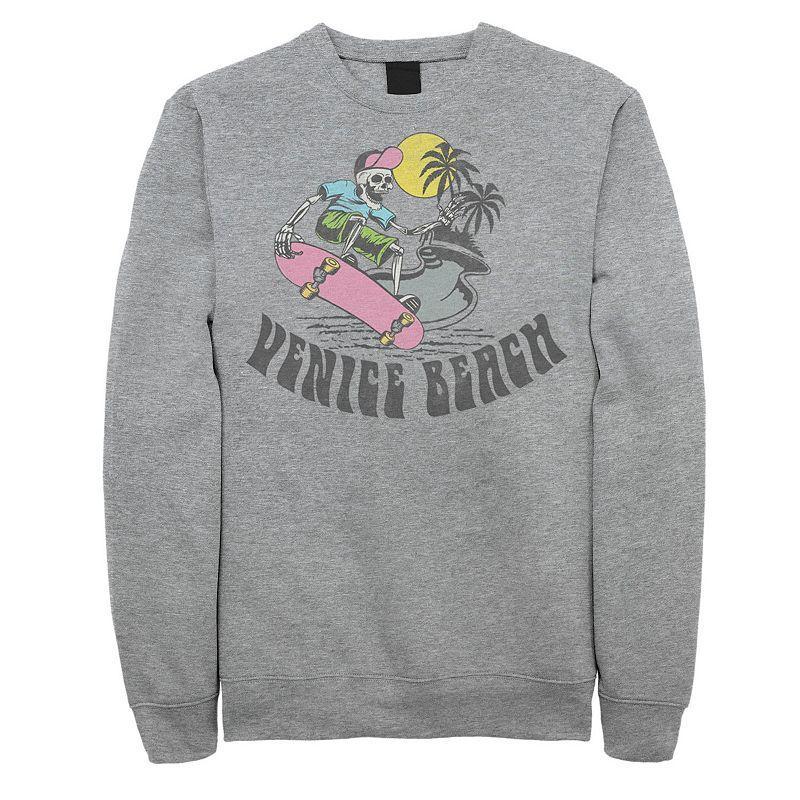 Mens Venice Beach Skeleton Skateboarding Sweatshirt Med Grey Product Image