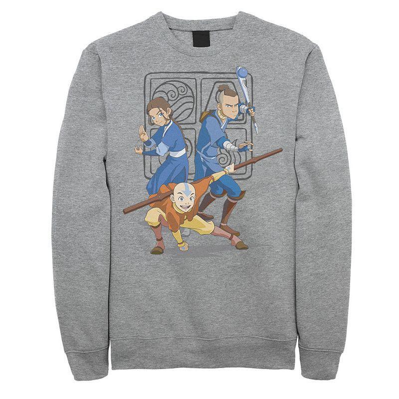 Mens Nintendo Avatar The Last Airbender Main Cast Group Shot Fleece Athletic Grey Product Image