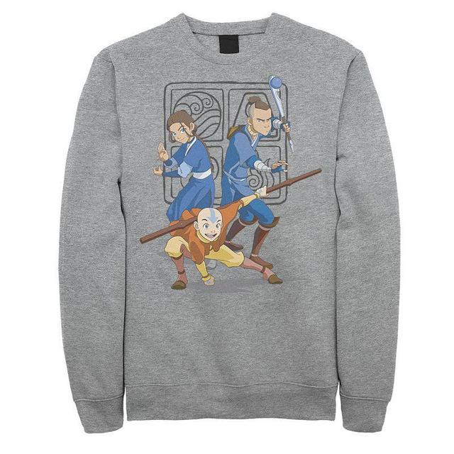 Mens Nintendo Avatar The Last Airbender Main Cast Group Shot Fleece Athletic Grey Product Image