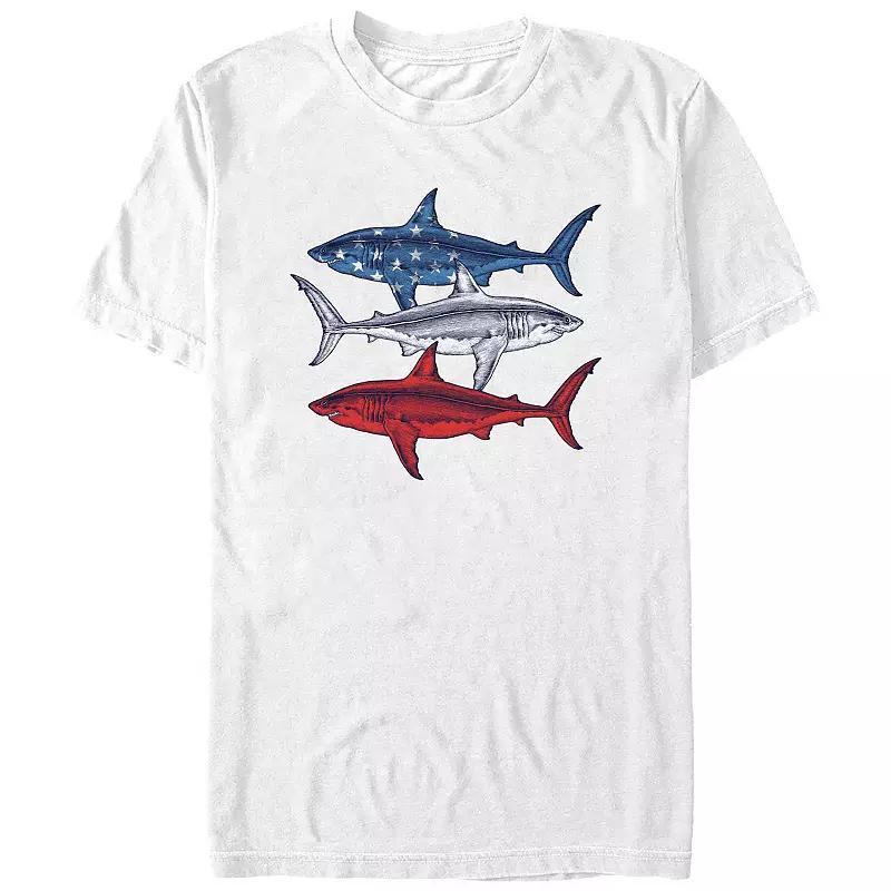 Big & Tall Red White And Blue Sharks Graphic Tee, Mens Athletic Grey Product Image