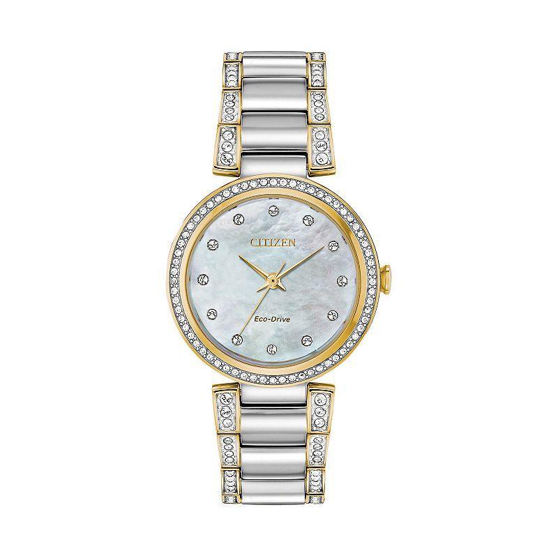 Citizen Eco-Drive Womens Silhouette Crystal Accent Two Tone Watch - EM0844-58D Product Image