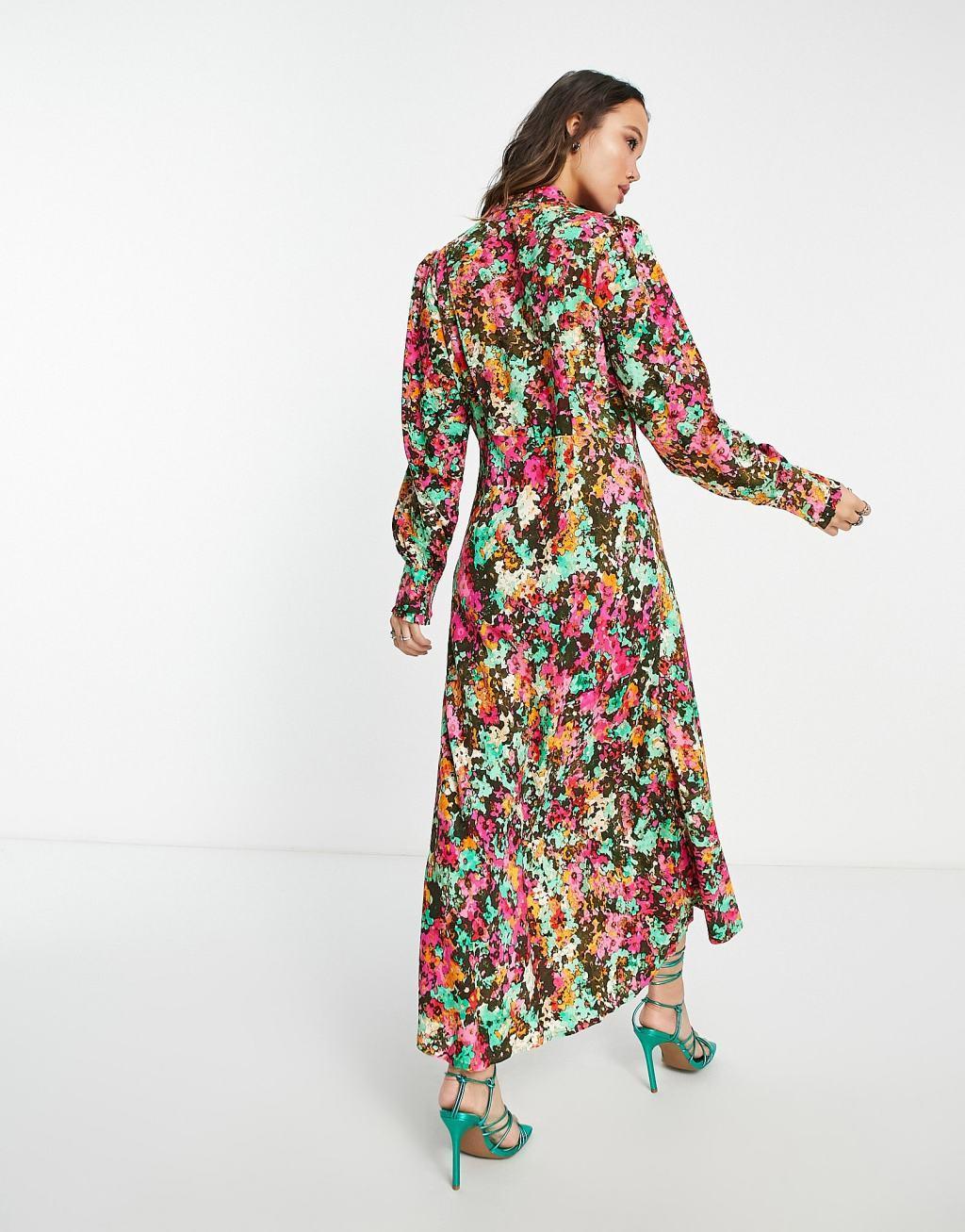 YAS long sleeve midi dress in florals Product Image