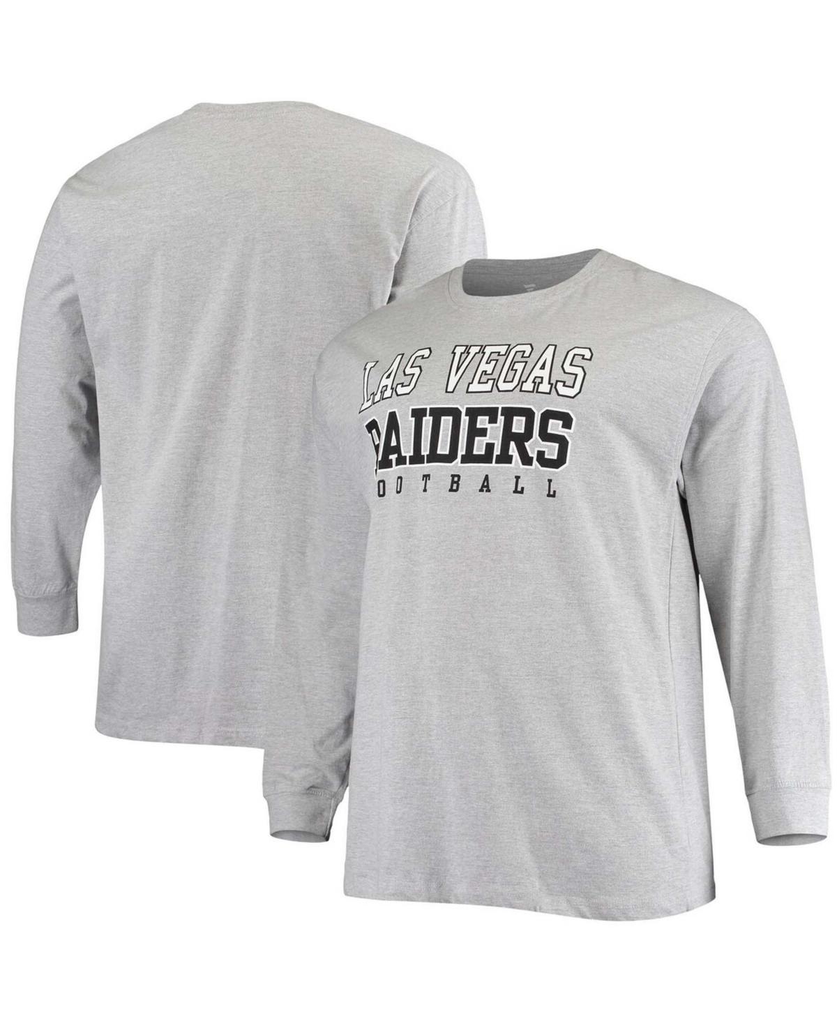 Mens Fanatics Branded Heathered Gray Las Vegas Raiders Big & Tall Practice Long Sleeve T-Shirt Product Image