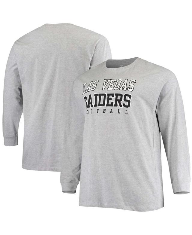 Men's Fanatics Branded Heathered Gray Las Vegas Raiders Big & Tall Practice Long Sleeve T-Shirt Product Image