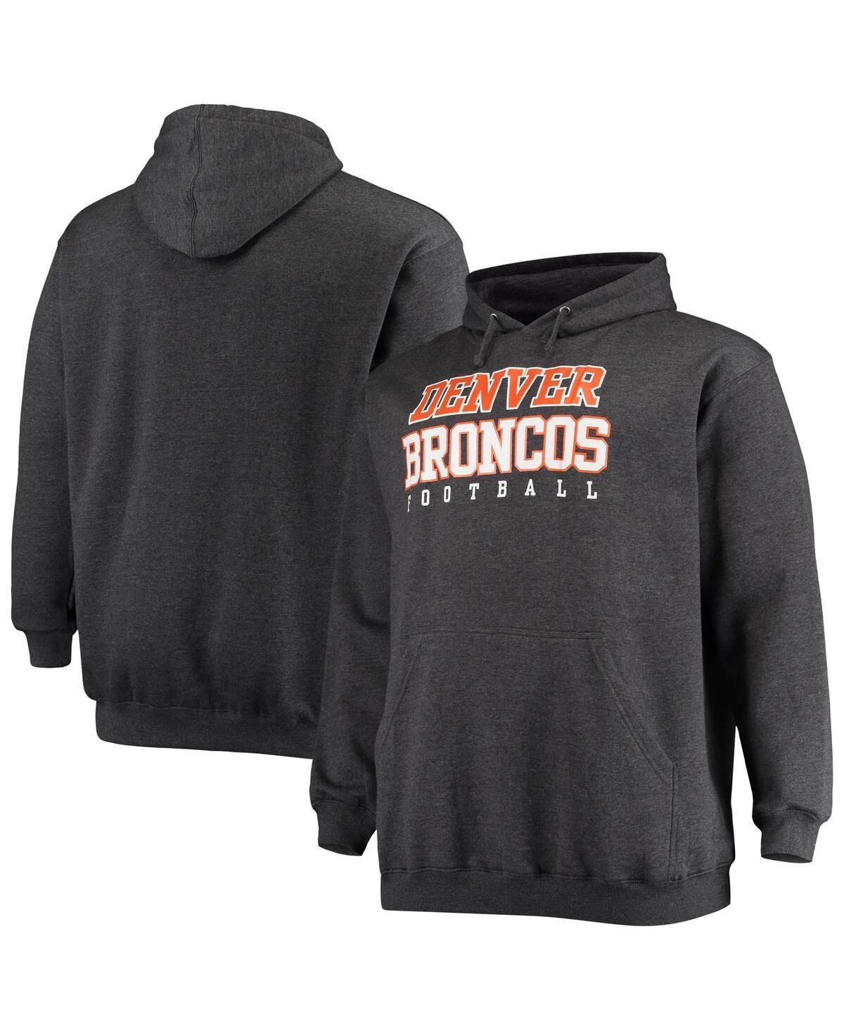 Men's Fanatics Branded Heathered Charcoal Denver Broncos Big & Tall Practice Pullover Hoodie Product Image