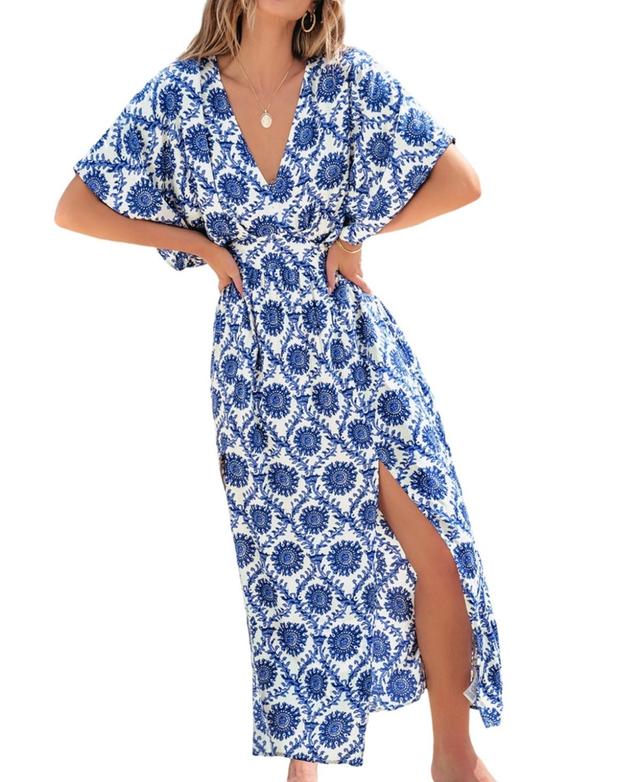 Cupshe Womens Batik Print Dolman Sleeve Maxi Beach Dress Product Image