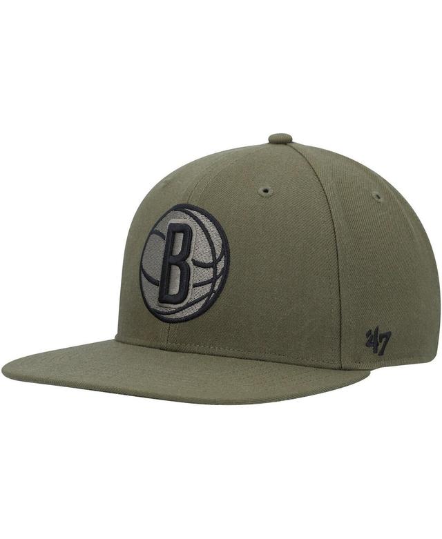 Mens 47 Olive Brooklyn Nets Ballpark Camo Captain Snapback Hat Product Image