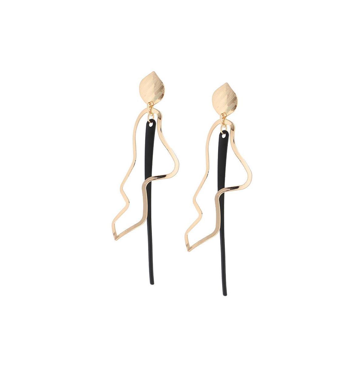 Sohi Womens Black Block Drop Earrings Product Image