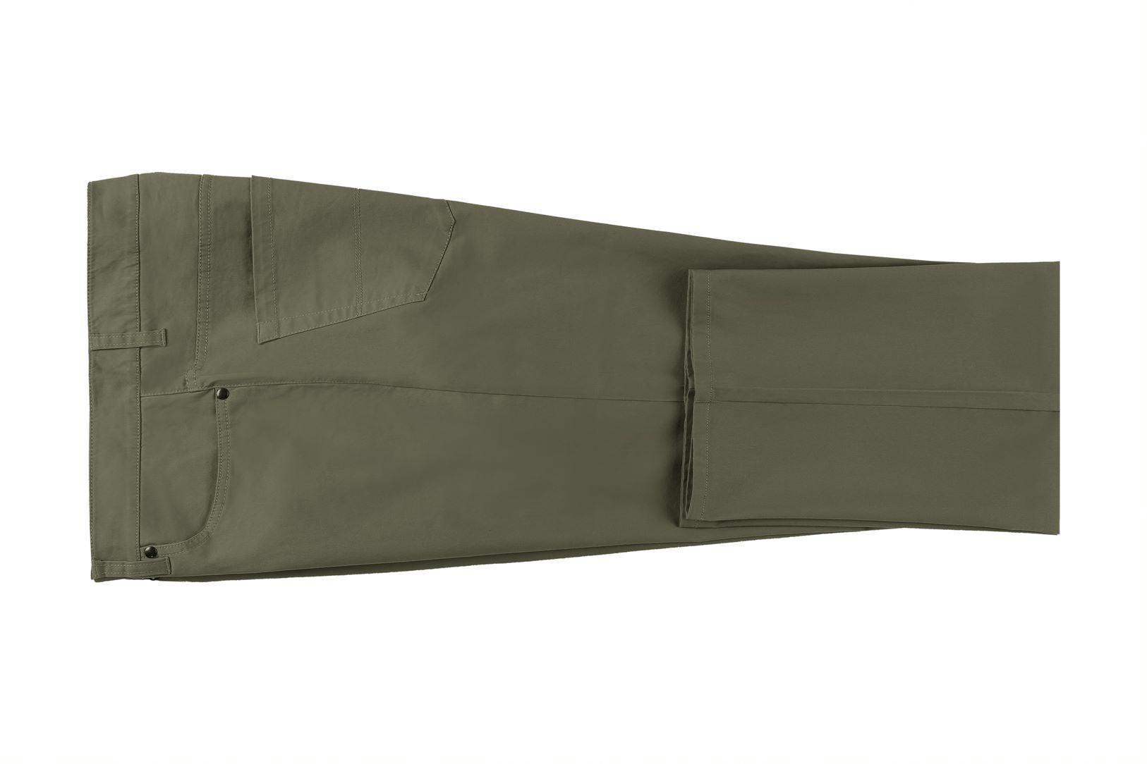 Stretch Cotton Flat Front Pants Straight Legs in Olive Product Image