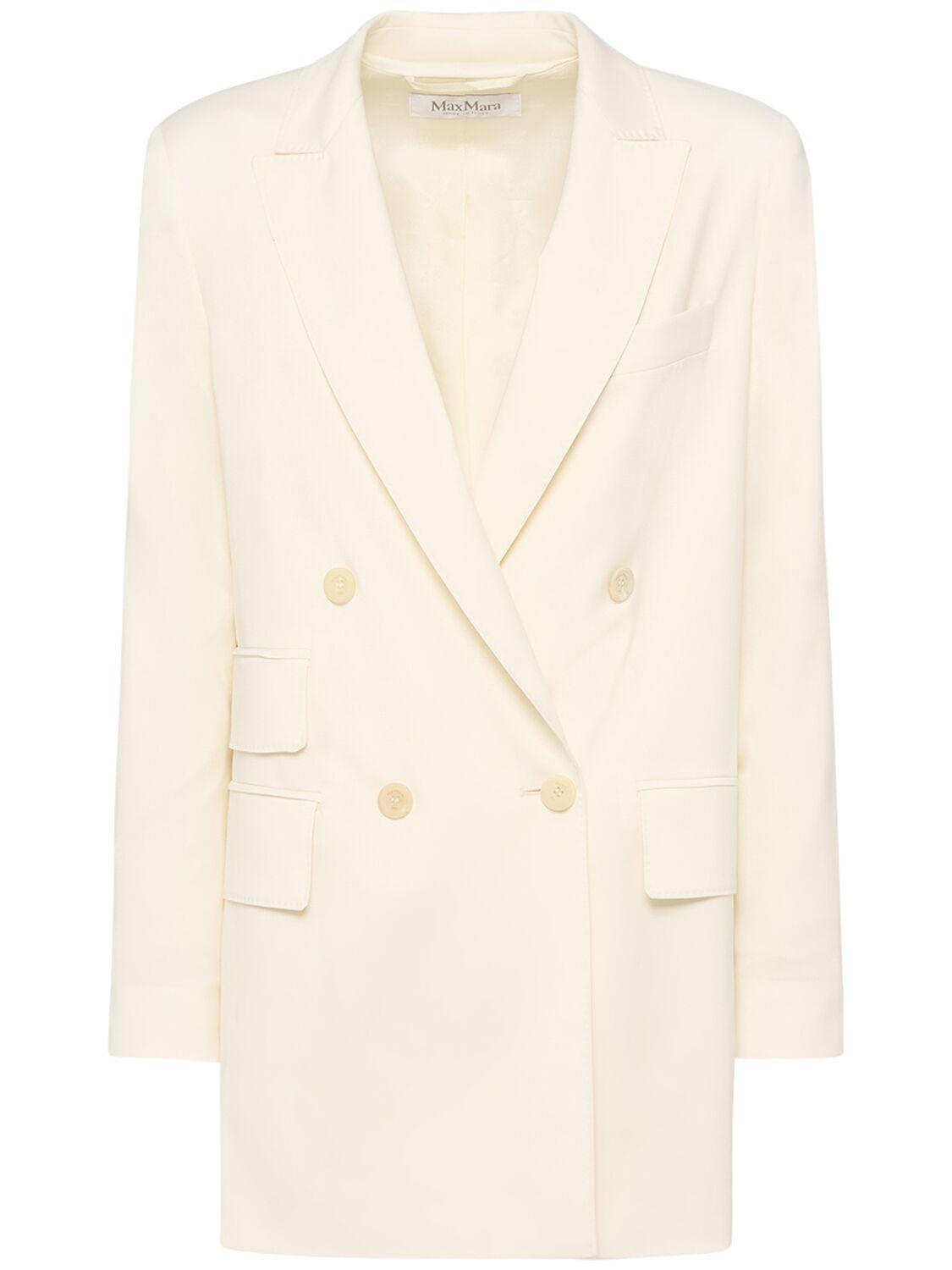 Elegia Double-breasted Jacket In White Product Image