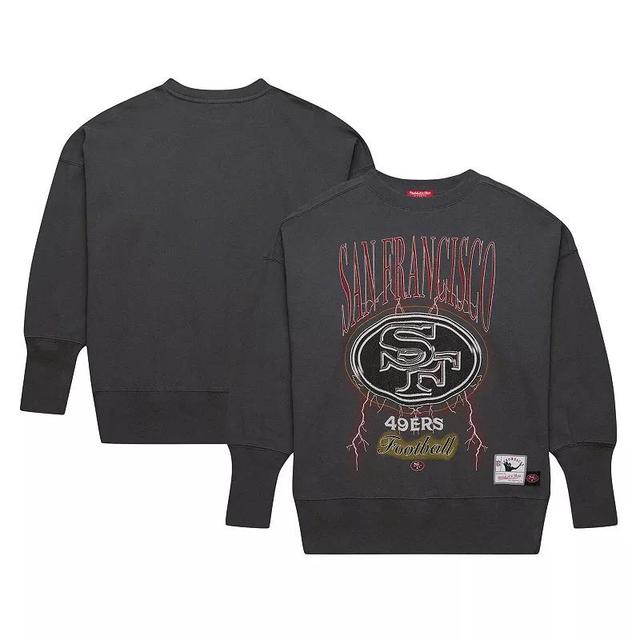 Womens Mitchell & Ness Charcoal San Francisco 49ers Distressed Logo 4.0 Pullover Sweatshirt Product Image