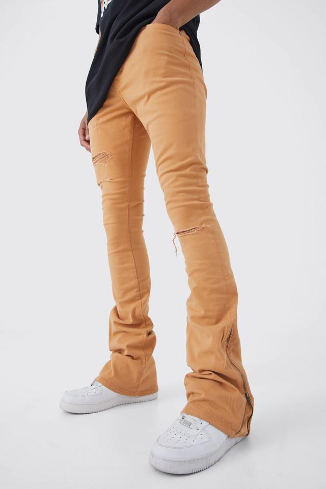 Tall Fixed Waist Rip And Repair Zip Gusset Pants | boohooMAN USA Product Image