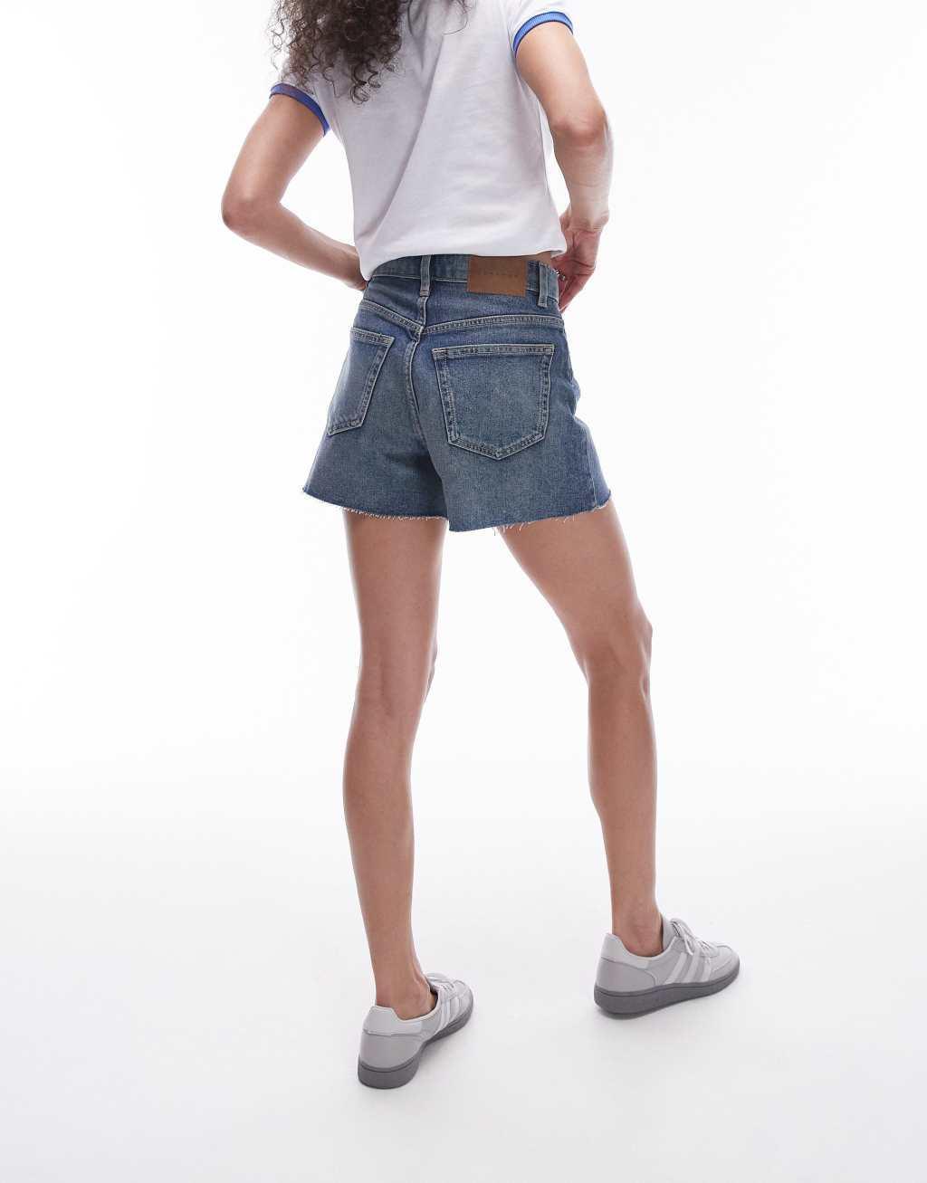 Topshop denim comfort stretch shorts in bleach Product Image