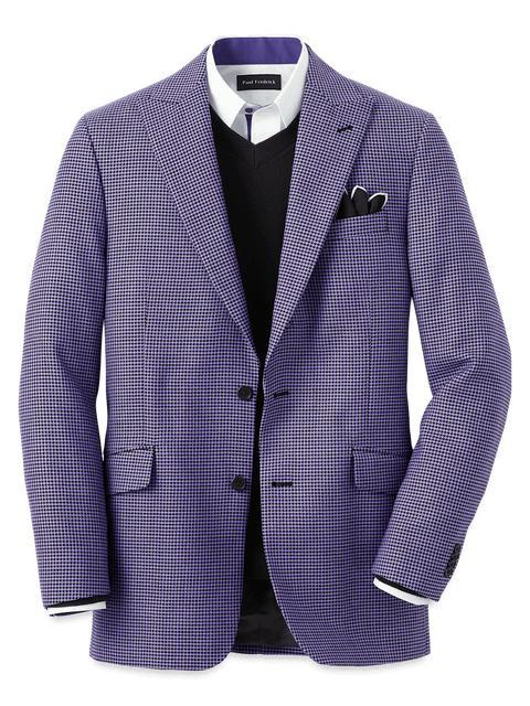 Wool Houndstooth Single Breasted Peak Lapel Sport Coat - Purple Product Image