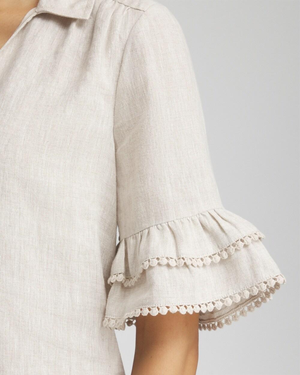 Linen Ruffle Sleeve Blouse Product Image