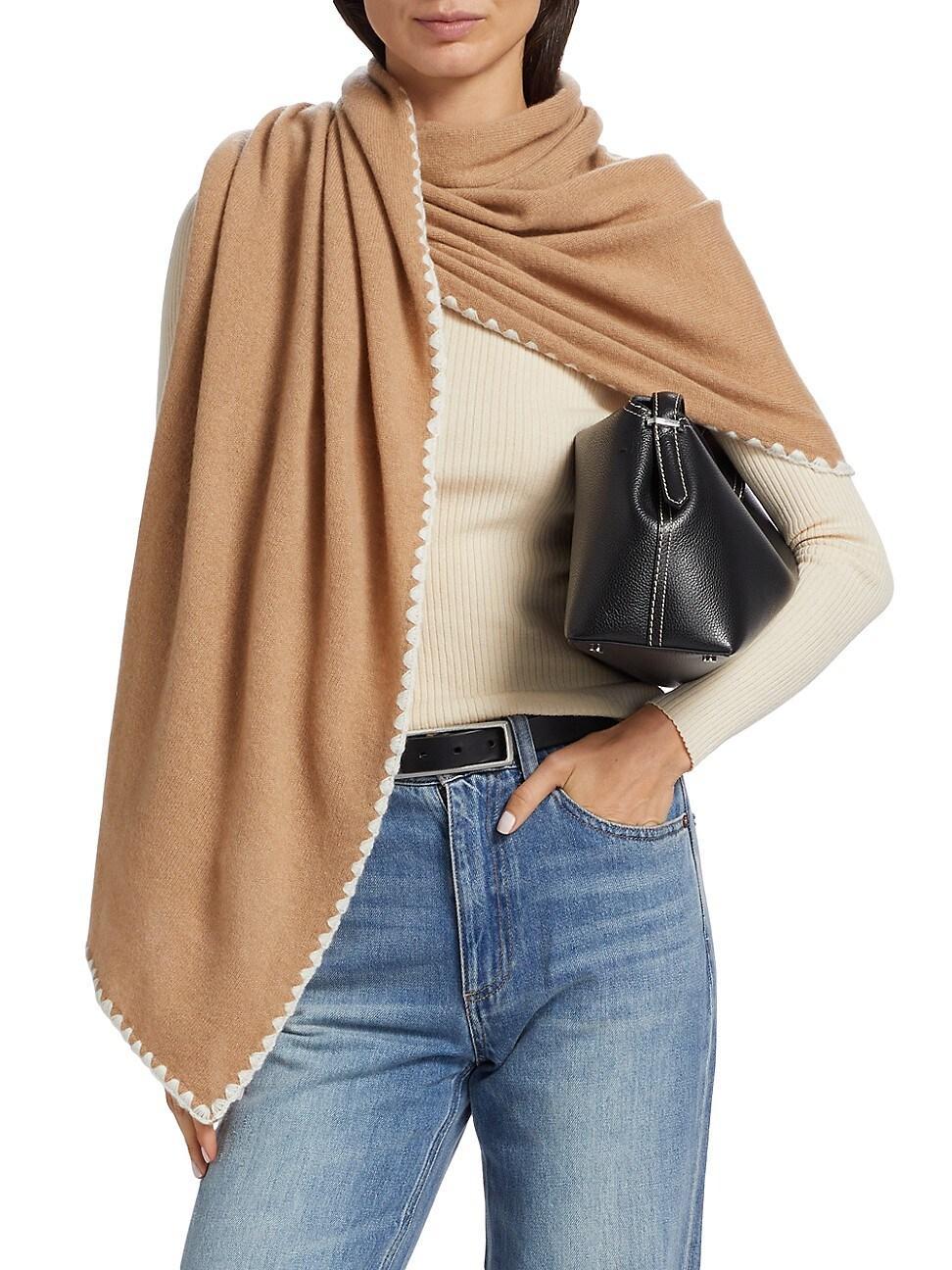 Womens Whipstitch-Trimmed Cashmere Scarf Product Image