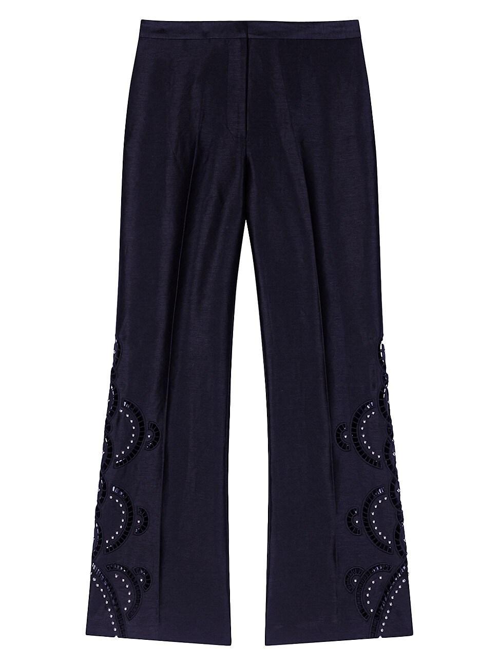 Womens Openwork Flared Trousers Product Image