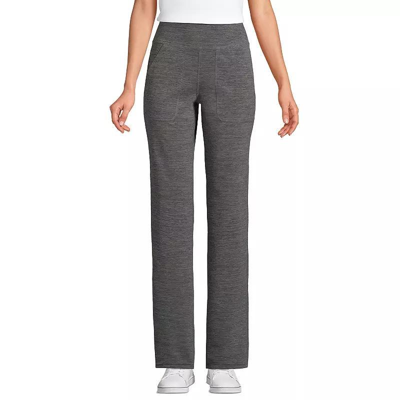 Petite Lands End Active Hi Impact HR Straight Leg Pants, Womens Grey Heather Product Image