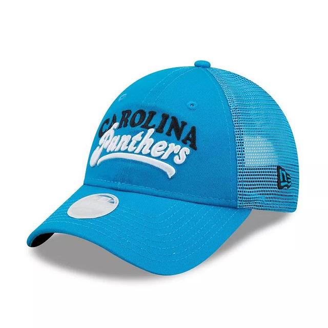 Womens New Era Carolina Panthers Team Trucker 9FORTY Snapback Hat Product Image