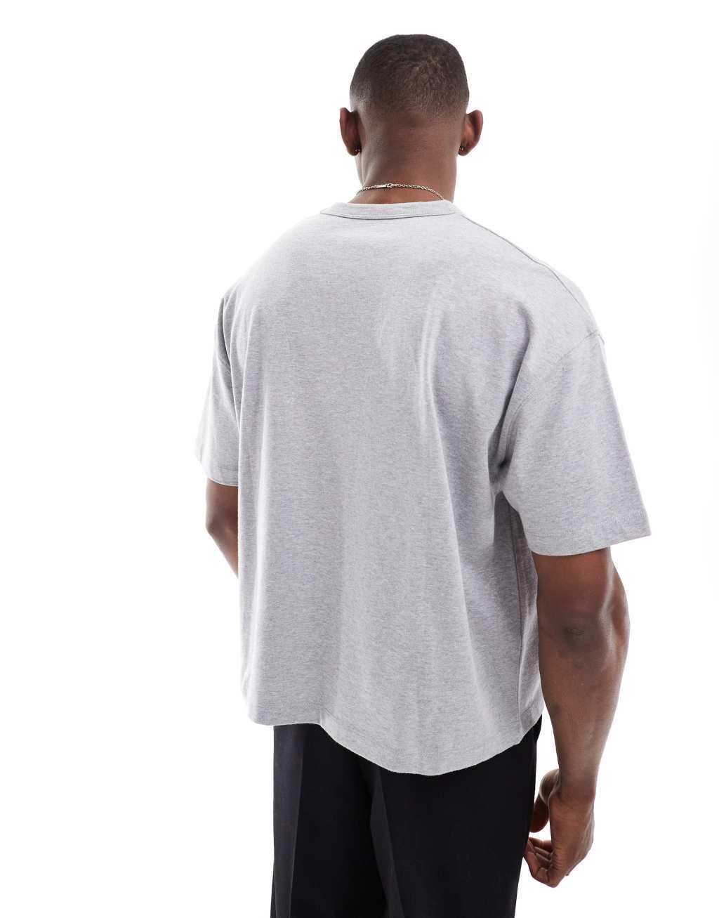 ASOS DESIGN essential heavyweight oversized boxy t-shirt 240gsm in gray heather Product Image