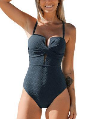 Cupshe Womens Wrap Front Plunge Cutout Back Tie One Piece Swimsuit Product Image