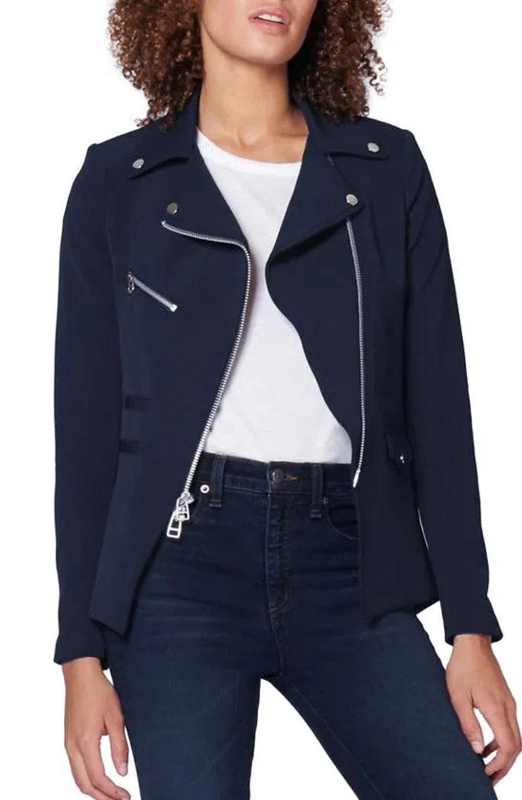 VERONICA BEARD Hadley Zip-front Scuba Jacket In Navy Product Image