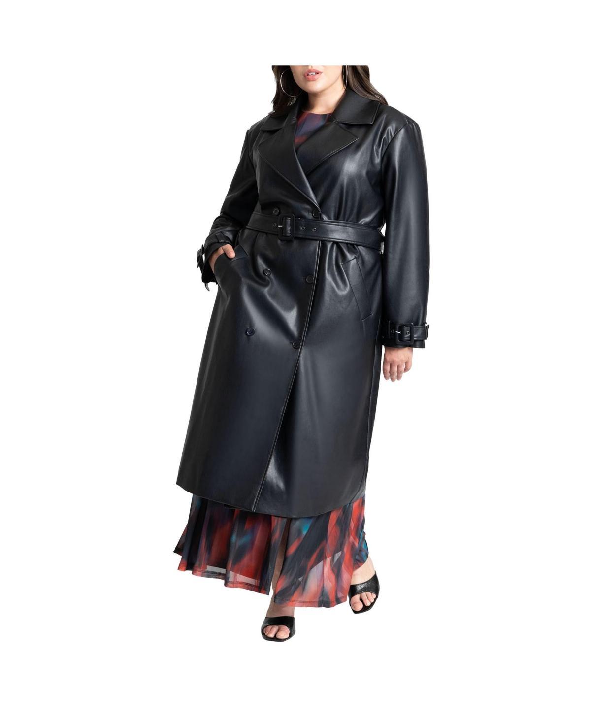 Eloquii Womens Faux Leather Trench Coat product image