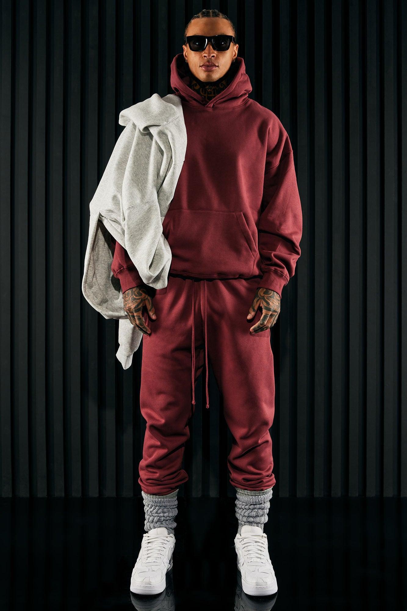 Tyson Oversized Heavyweight Hoodie - Burgundy Product Image