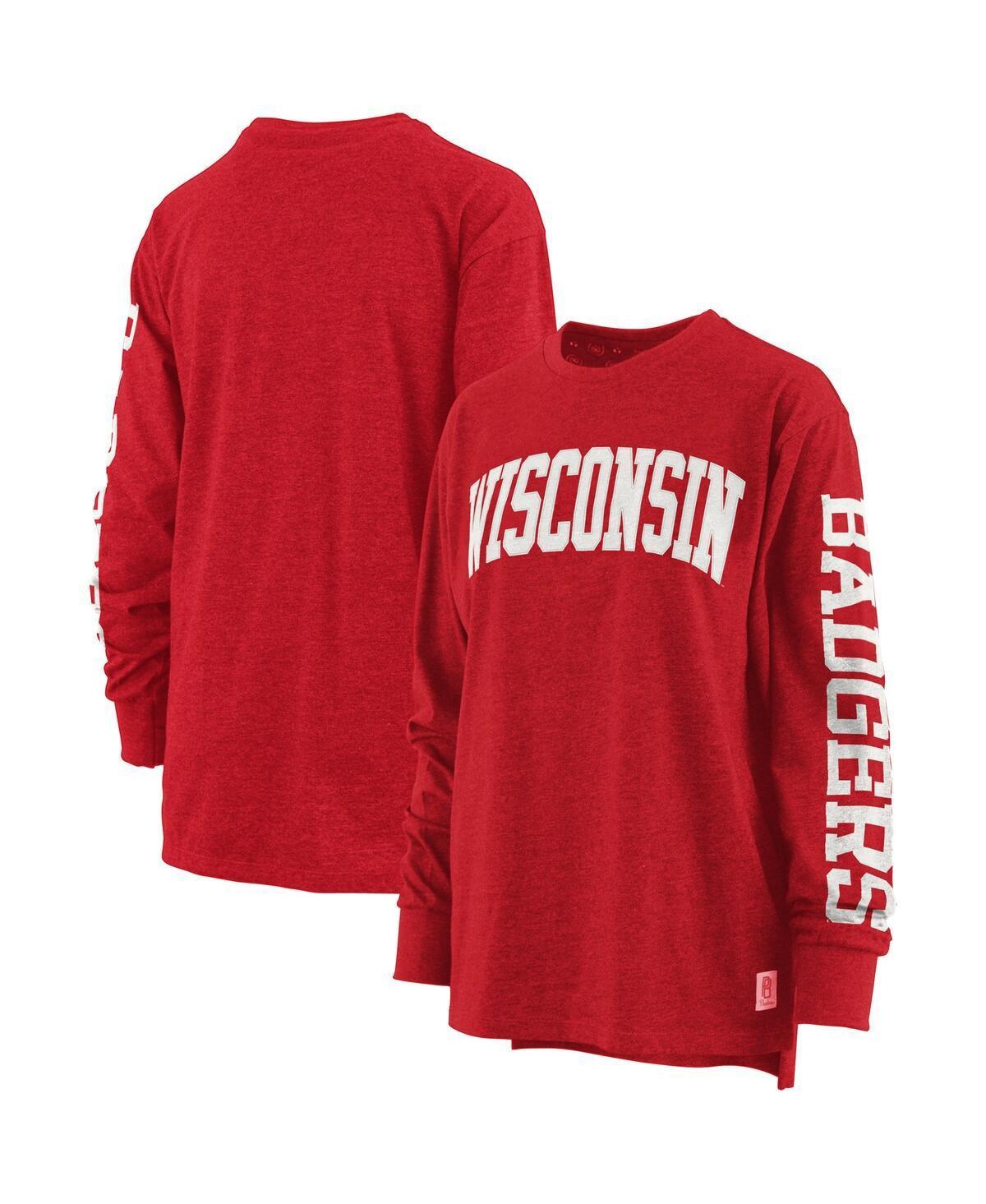 Womens Pressbox Red Wisconsin Badgers Plus Size Two-Hit Canyon Long Sleeve T-shirt Product Image