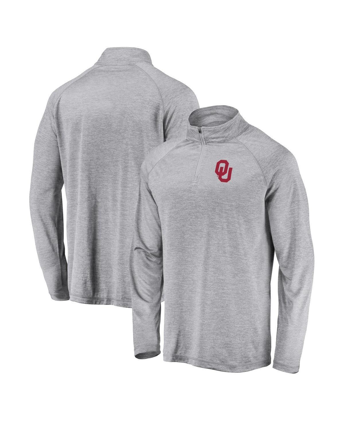 Mens Fanatics Gray Oklahoma Sooners Striated Raglan Quarter-Zip Jacket Product Image