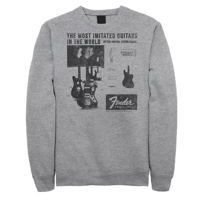 Big & Tall Fender The Most Imitated Guitars In The World Fleece Sweatshirt, Mens Athletic Grey Product Image