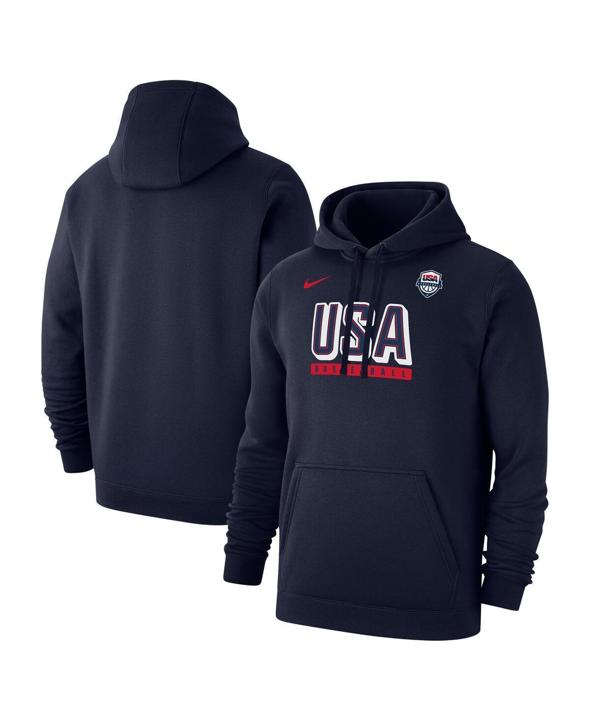 Nike Mens Navy Usa Basketball Club Fleece Pullover Hoodie Product Image