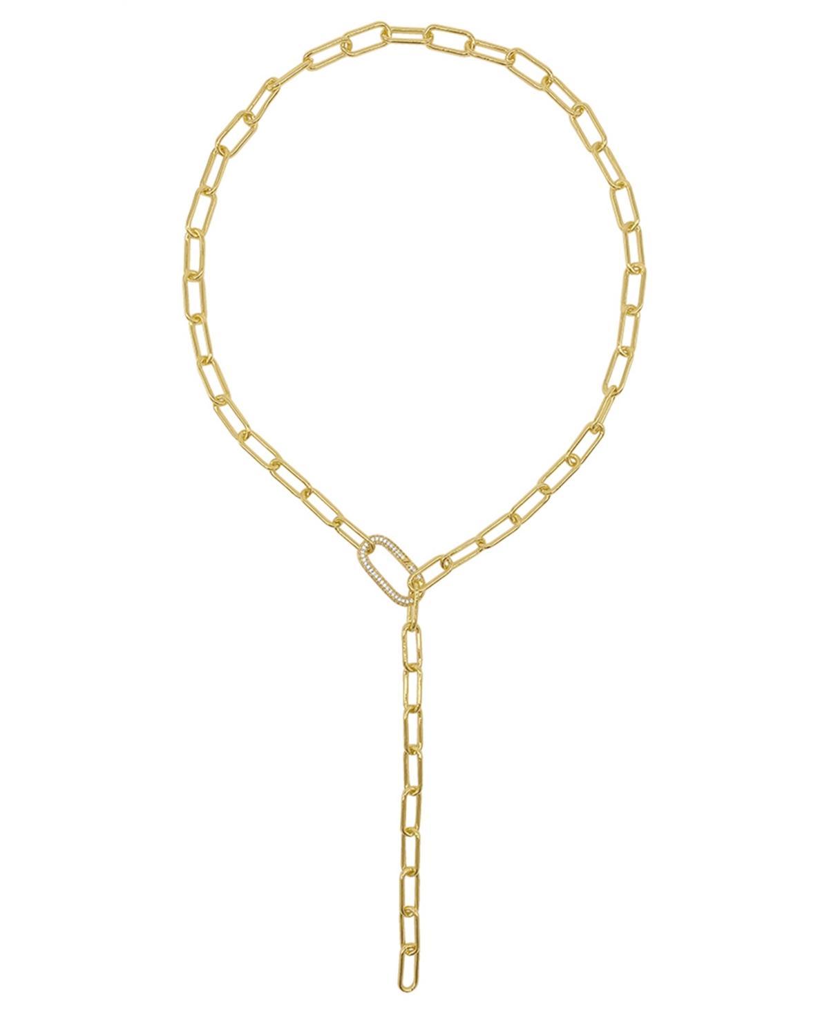 Adornia Womens 14K Gold-Tone Plated Y-Shaped Lariat Crystal Lock Necklace Product Image