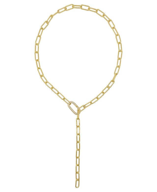 Adornia Womens 14K Gold-Tone Plated Y-Shaped Lariat Crystal Lock Necklace Product Image