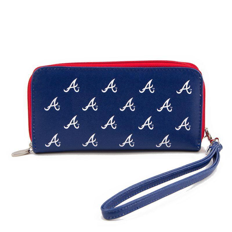 Womens Atlanta Braves Zip-Around Wristlet Wallet - Blue Product Image