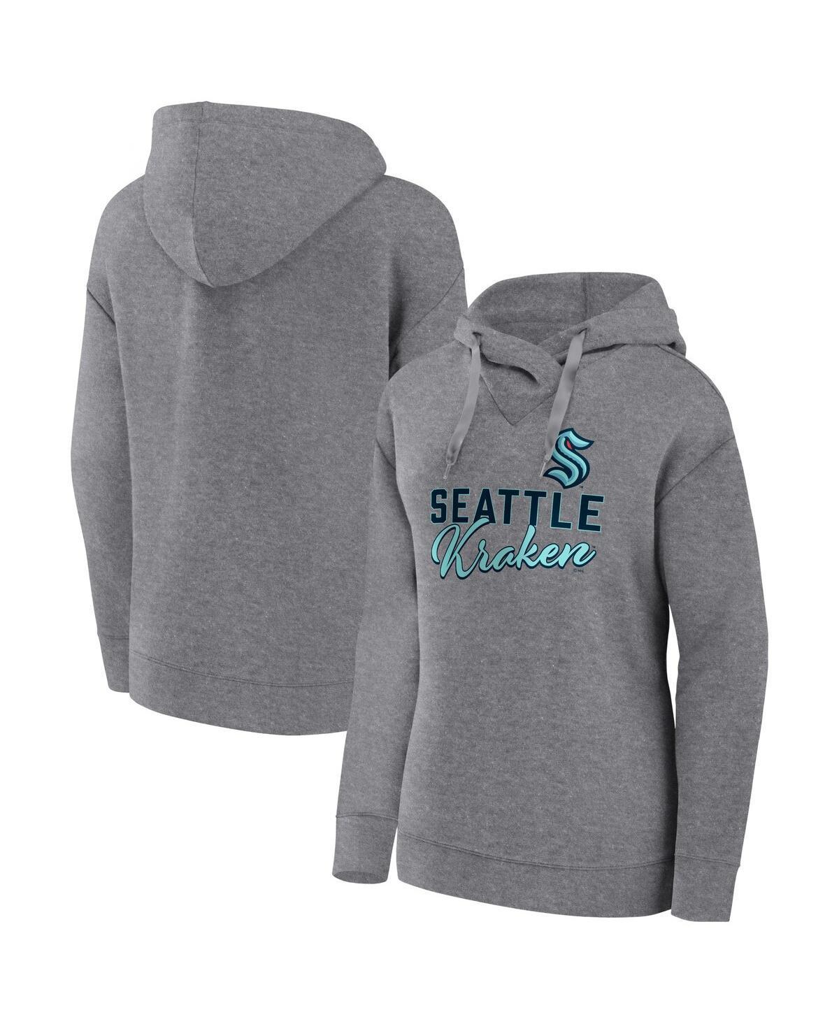 Womens Fanatics Heather Gray Seattle Kraken Script Favorite Pullover Hoodie Product Image