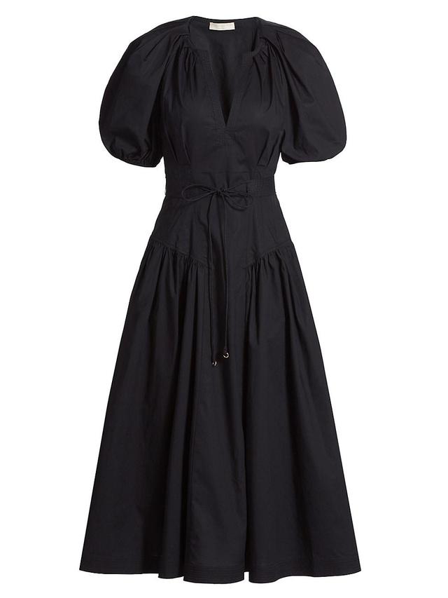 Ulla Johnson Carina Puff Sleeve Cotton Midi Dress Product Image