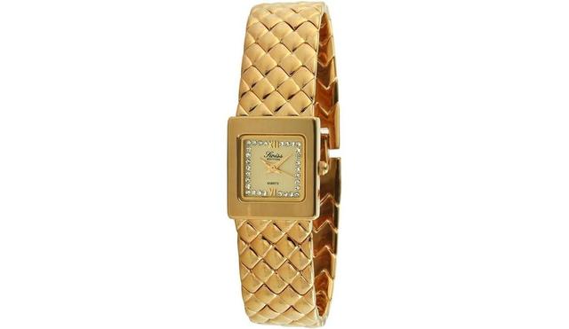 Swiss Edition Womens Luxury 23K Gold Plated Small Square Weave Bracelet - Gold Product Image