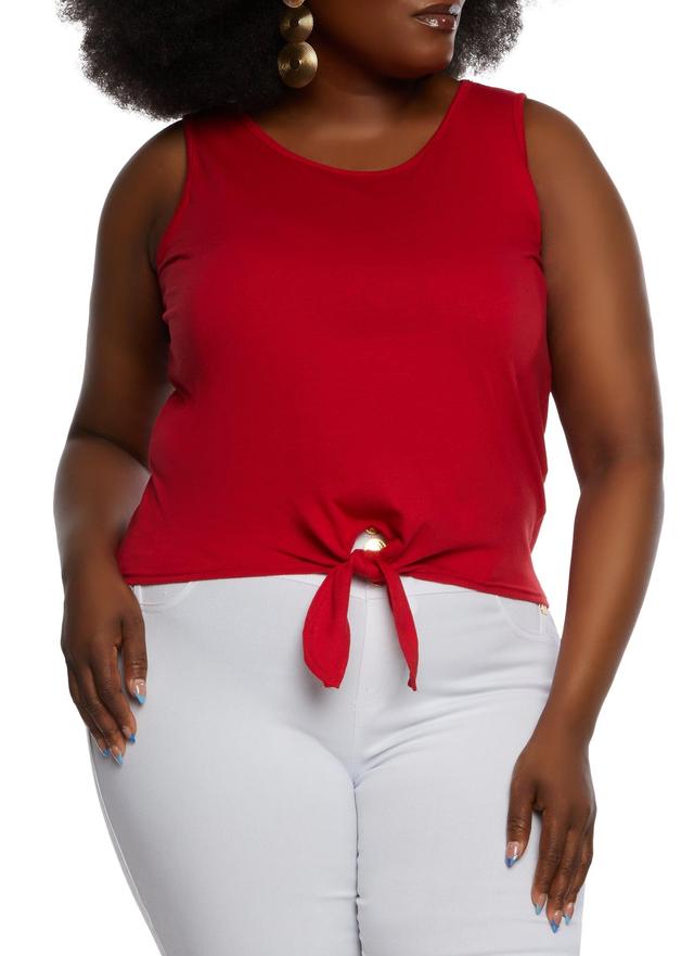 Womens Plus Size Tie Front Tank Top Product Image