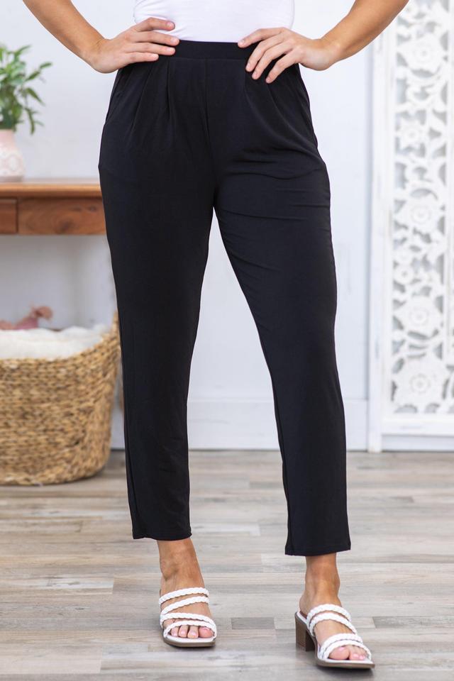 Black Pull On Tapered Leg Pant Product Image