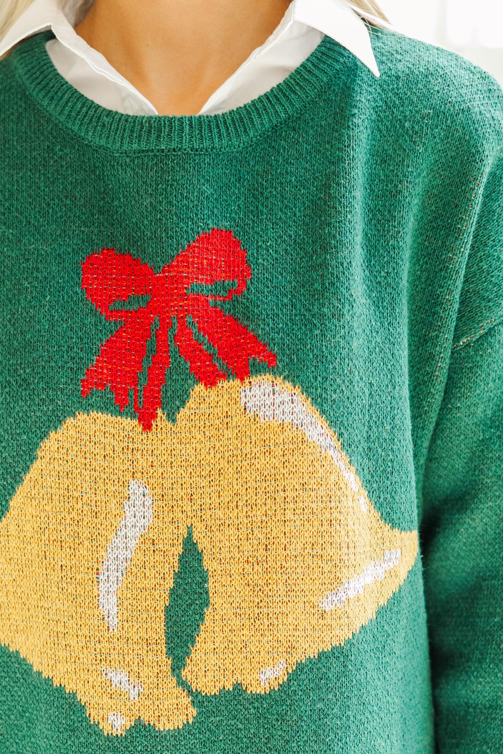 Home For The Holidays Emerald Jingle Bell Sweater Female Product Image